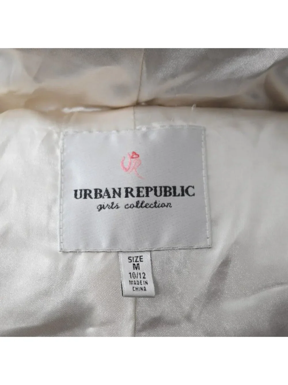 Urban Republic Girls Faux Fur Hooded Jacket Size M 10 12 White Plush Coat Soft